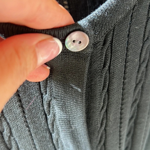 Mel & Lisa 100% Silk Black Pointelle Cable Knit Cardigan Sweater. XL - Picture 4 of 8